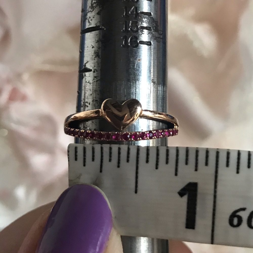14K ROSE GOLD AND RUBY SPLIT SHANK RING (7.25) - Picture 10 of 14